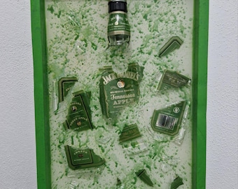 botella rota arte resina epoxi pintura botella de Jack Daniel