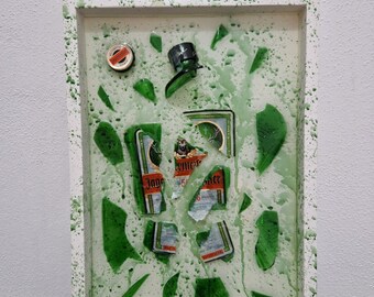 broken bottle art epoxy resin painting Jägermeister bottle