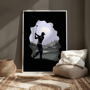 PRINTABLE Minimalist Golfer Digital Wall Art, DOWNLOADABLE golf wall art, Digital golf poster, golf prints, golf decor, golf gifts, golf art