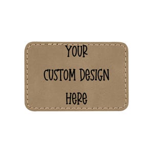 Custom Engraved Leatherette Hat Patch, Laserable Faux Leather (2x3 inch)