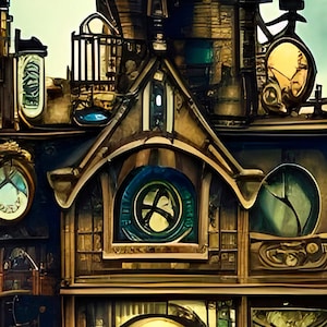 Steam Punk Dystopian world - SP2V - Digitaler Download Poster bis 24x36 bei 200dpi, zum Rahmen geeignet, viel Detail, aufwendig, elegant