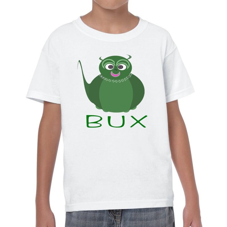 Bux Fun and Cute Dinosaur Character in Vibrant Color Text 