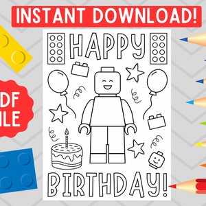 Building Blocks Birthday Coloring Sheet