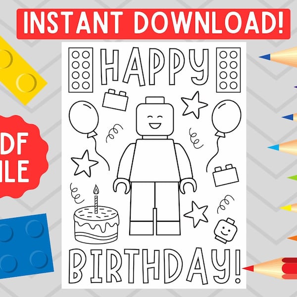 Building Blocks Birthday Coloring Sheet