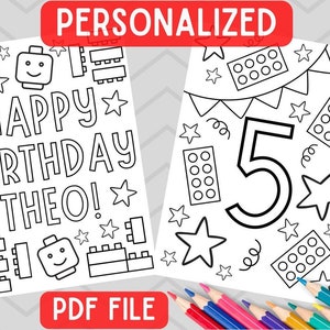 Building Blocks personalized Birthday Coloring Sheets