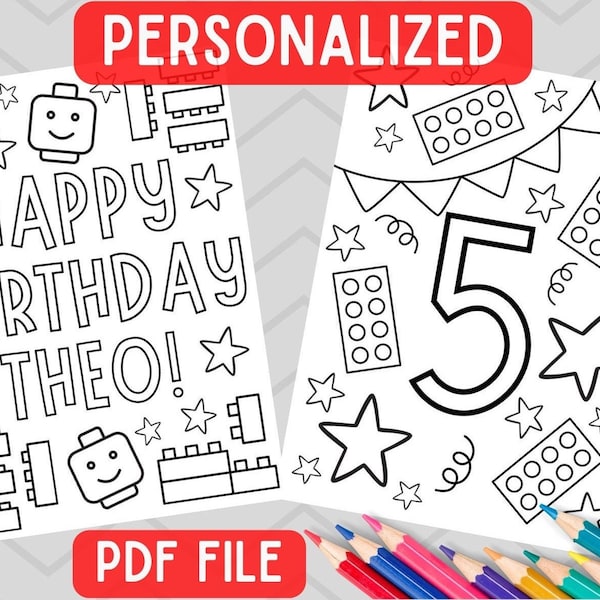 Building Blocks personalized Birthday Coloring Sheets