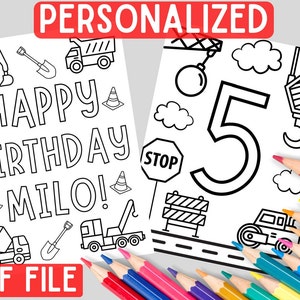 Coloriages personnalisés d&#39;anniversaire de construction