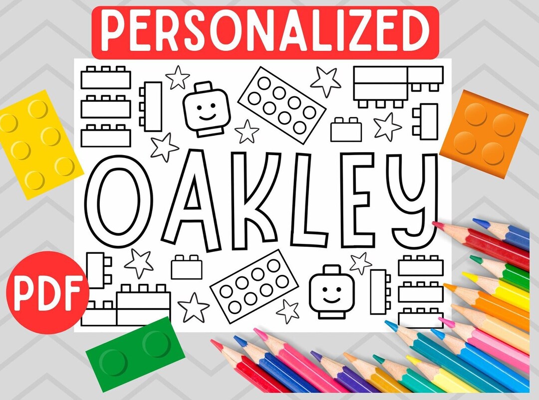 Personalized Building Blocks Name Coloring Sheet Etsy