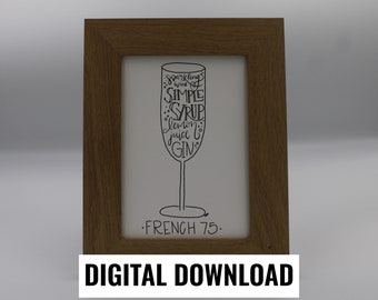 Impresión de arte de cóctel francés 75 / Versión digital
