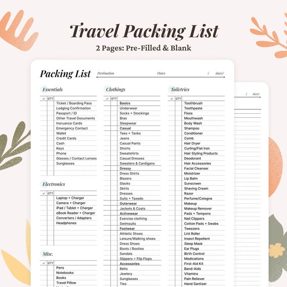 Printable Packing List and Travel Essentials • Neat House. Sweet Home®