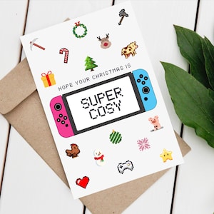 Carte de Noël super confortable - carte de joueur confortable - carte de joueur - cadeau pour joueur - carte inspirée de Stardew Valley