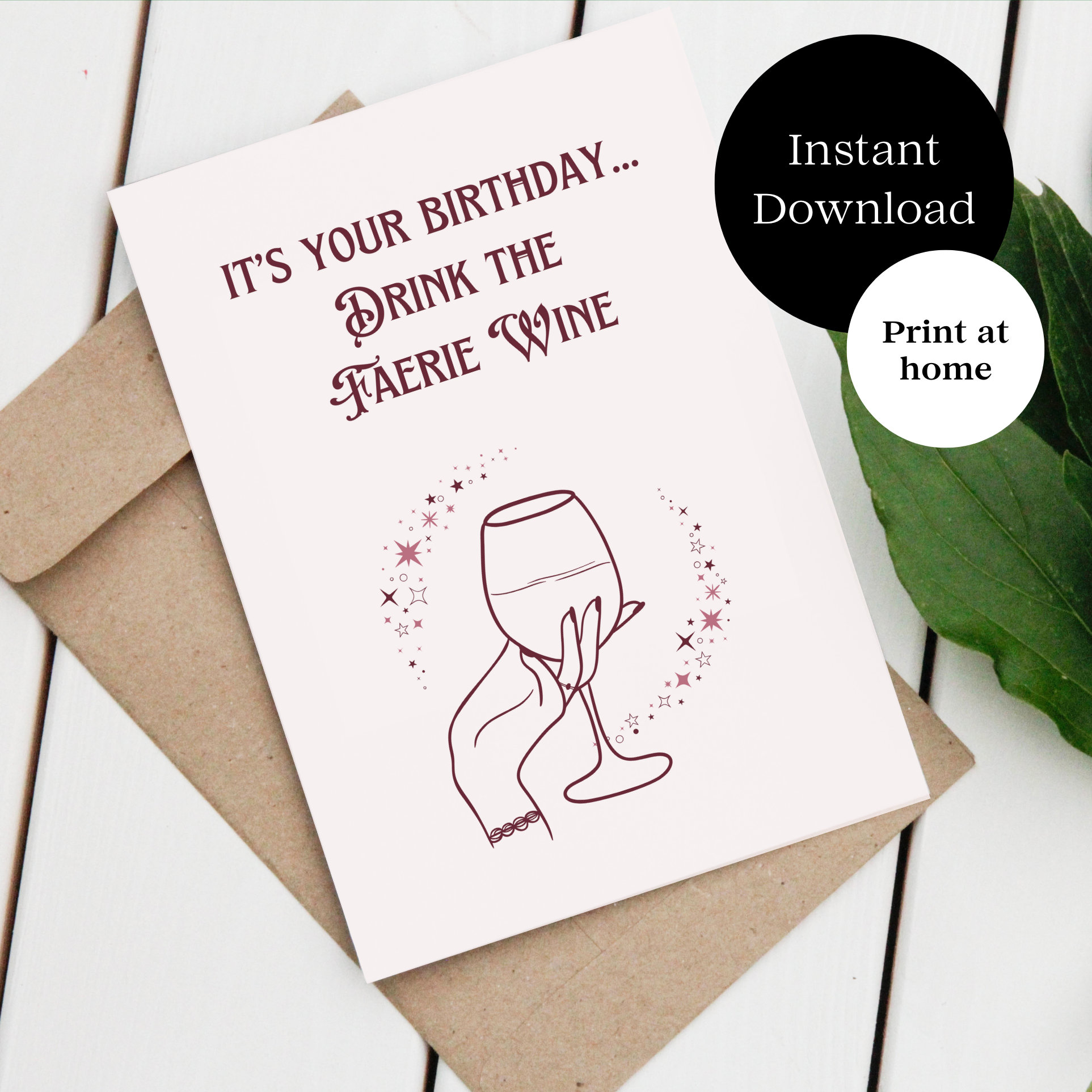 Book Birthday Card - It's Your Birthday... Drink the Faerie Wine ...