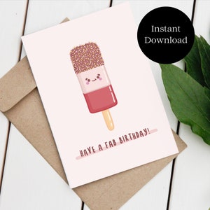 Have a Fab Birthday - Kawaii Cards - Cute Fab Lolly Gift Card - Printable Greeting Card