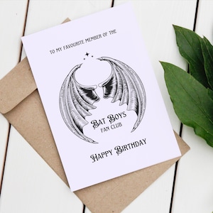 Fan Club chauve-souris - livre carte d'anniversaire - rat de bibliothèque - romantisme - Booktok - carte inspirée d'un acotar