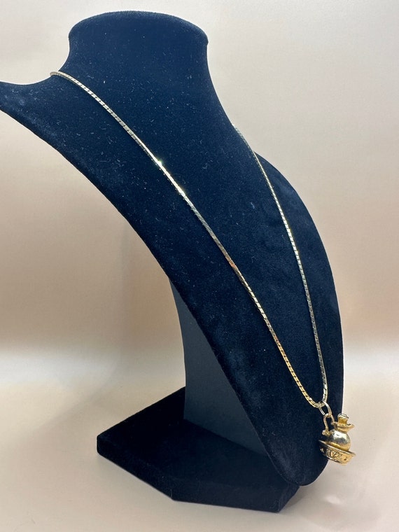Vintage Gold Tone Necklace with Gold Tone Pitcher… - image 3