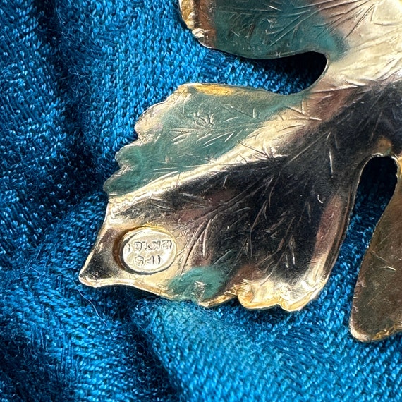 Vintage 12KT Gold Leaf Brooch Pin Freshwater Pear… - image 4