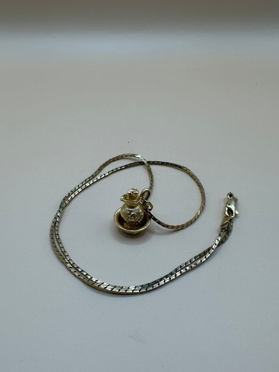 Vintage Gold Tone Necklace with Gold Tone Pitcher… - image 4