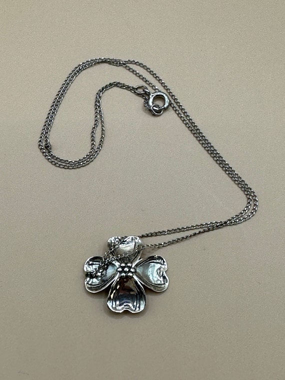 Vintage Sterling Silver Floral Necklace Danecraft - image 4