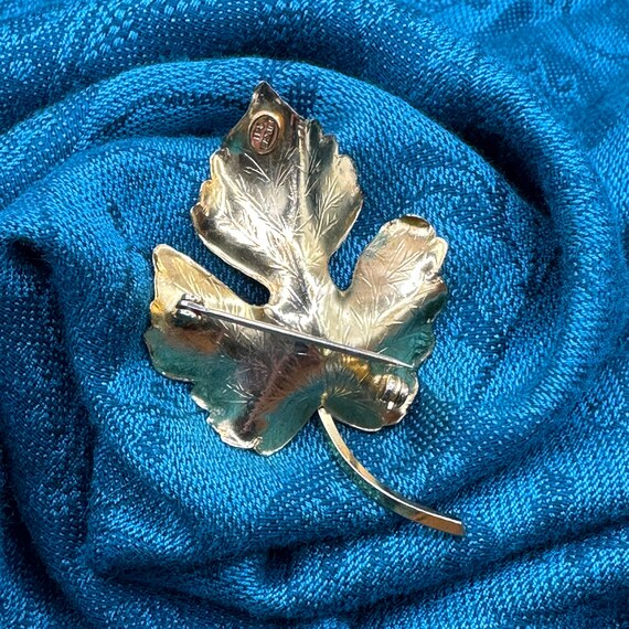 Vintage 12KT Gold Leaf Brooch Pin Freshwater Pear… - image 2