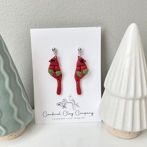 Weihnachtskardinal Ohrhänger, Polymer Clay