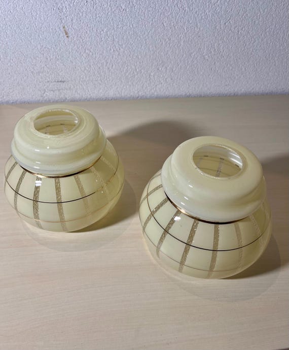 Glaslampenschirm aus den 1960er Jahren mit Goldverzierungen – niederländisches Design