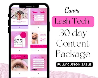 Lash Tech 30 Day Content Package! (90 Templates Total)