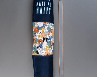 Handmade Yoga Mat Bag - “Dogs made me happy” carry case