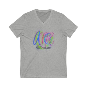 Amor Siempre | T-shirt graphique Love | -shirt d'écriture abstraite | T-shirt unisexe en jersey à manches courtes et col en V