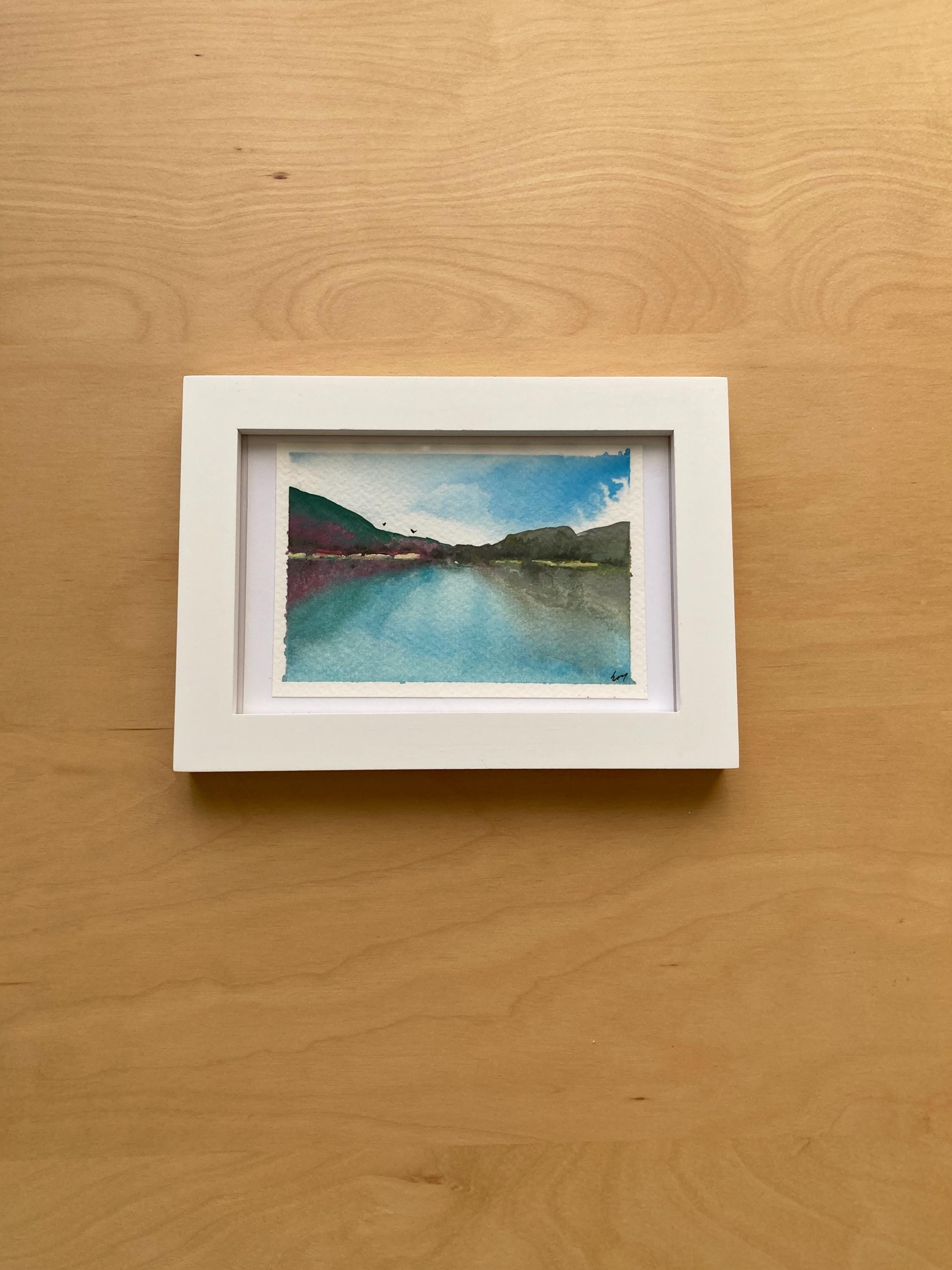 Framed Hand-painted Original Watercolor Painting - Summer Lake - Etsy