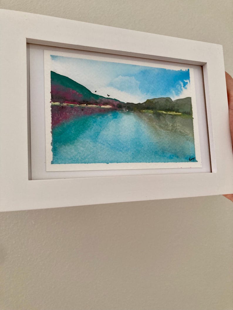 Framed Hand-painted Original Watercolor Painting - Summer Lake - Etsy
