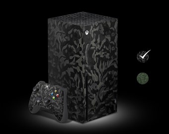 Aspect camouflage Xbox X | Vinyle 3 M | Habillage intégral avec la possibilité d'ajouter un habillage pour la manette