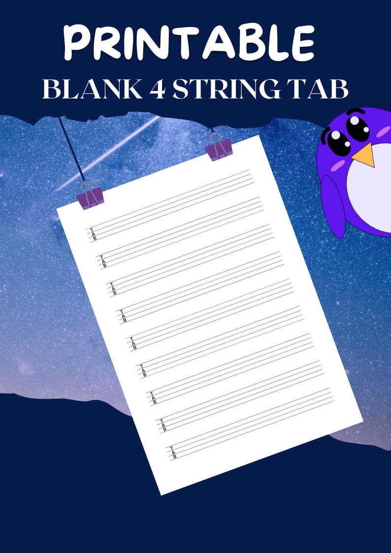PRINTABLE 4 String Tablature! Ukulele, Mandolin, Bass Guitar and More ...