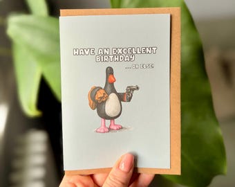 Feathers McGraw Inspired Birthday Card | Wallace and Gromit Style Greeting Card