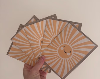 Smiling Sun Greeting Card | Cute Sunshine Card | Happy Birthday | Encouragement | Thinking of You | Positive, Uplifting Card