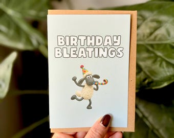 Shaun the Sheep Inspired Card | Birthday Bleatings Greeting Card | Happy Birthday | Wallace and Gromit Inspired Card | Aardman Inspired Gift