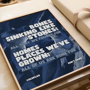 Coldplay Lyric Print: Don't Panic - Indie Music Wall Art