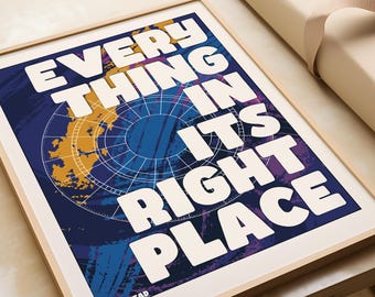Radiohead Lyrics Print: Noughties Indie Music Poster, Kid A
