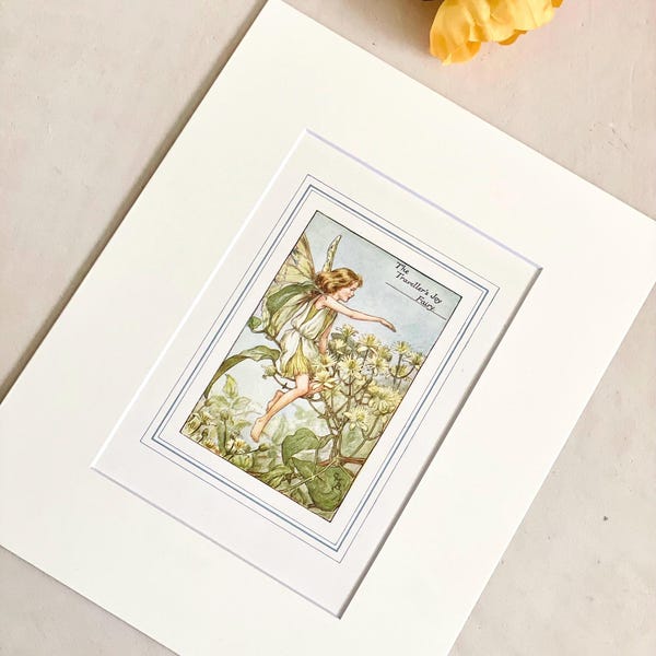 C1930 vintage Flower Fairy print matted, Cicely Mary Barker