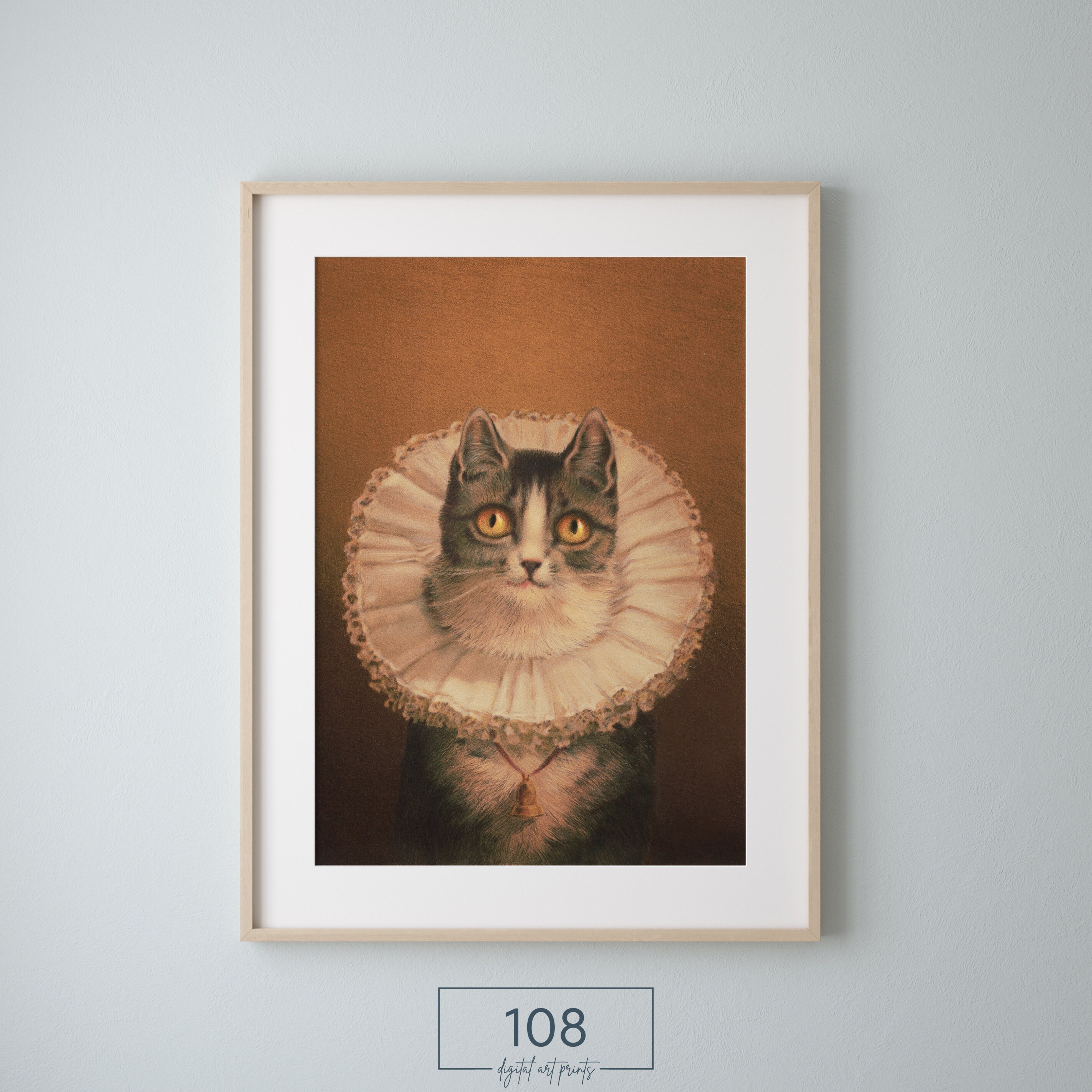Cat Wearing Victorian Ruff | Vintage Art PRINTABLE | 5 - Etsy