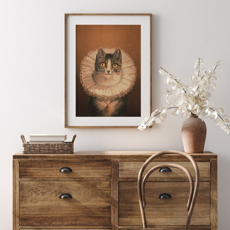 Cat Wearing Victorian Ruff | Vintage Art PRINTABLE | 5 - Etsy