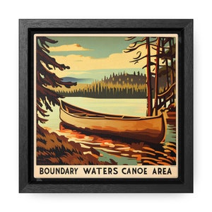 Eaux limitrophes | Impression sur toile de style vintage dans un cadre en bois