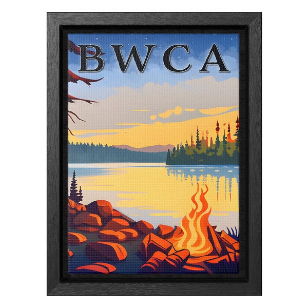 Vintage Style Canvas Print in Wood Frame | Boundary Waters (BWCA)