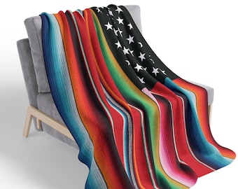 Fleece Mexican Blanket | Serape Cobija Tapestry