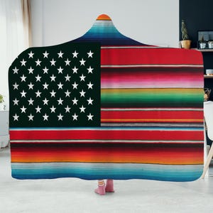 Hooded Chicano Tapestry Blanket | Mexican American indigenous Flag Blanket | Cobija Mexicana Americana
