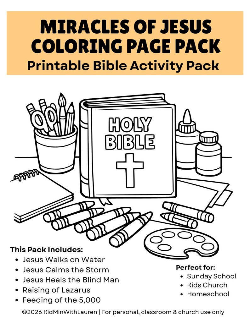 Miracles of Jesus Coloring Pages | Printable Bible Activity Pack (PDF ...