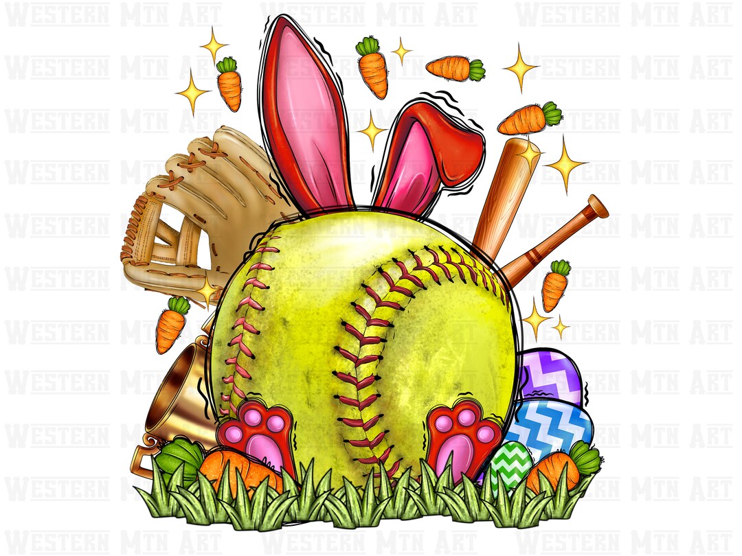 Softball Easter Bunny Png Sublimation Design Easter Bunny Etsy