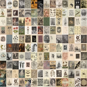 215 PCS Eclectic Bohem Grunge Room Decor Aesthetic Vintage Photo Collage Kit Wall Collage Dark Academia Digital Download Minimalist Retro