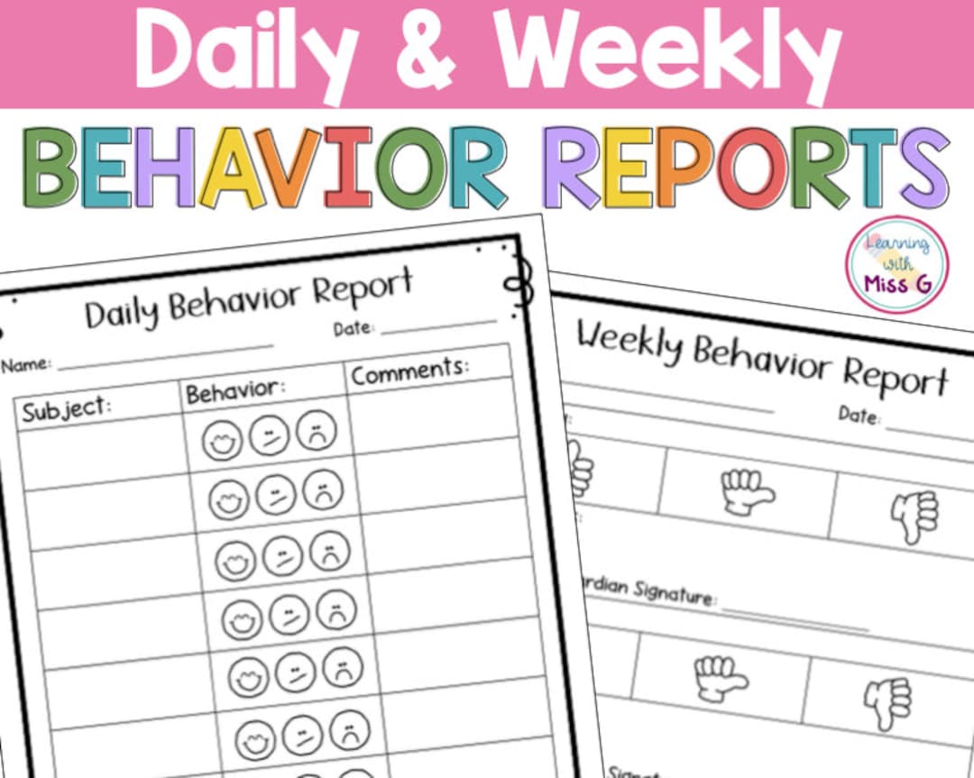 Daily and weekly behavior chart parent communication log etsy