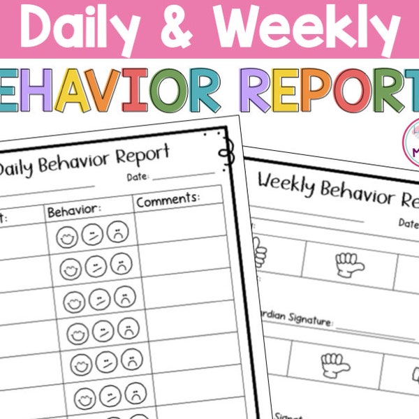 Daily and Weekly Behavior Chart | Parent Communication Log