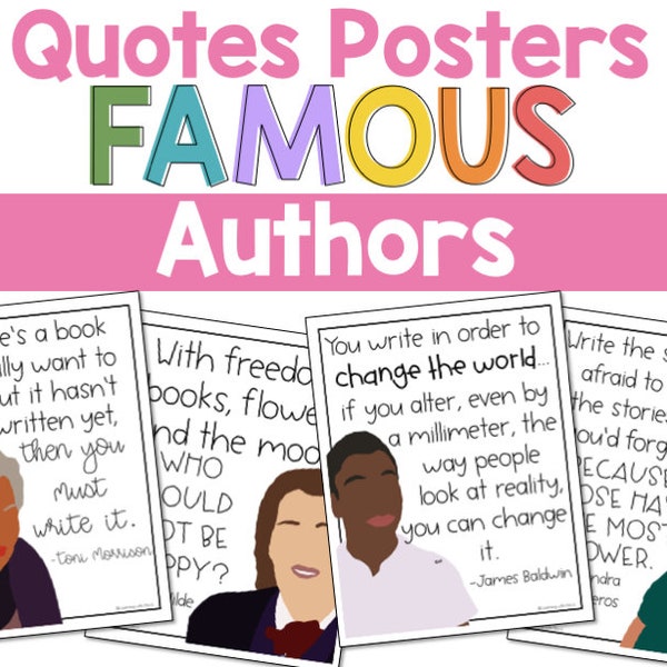 Famous Authors Bulletin Board Posters | Classroom Decor